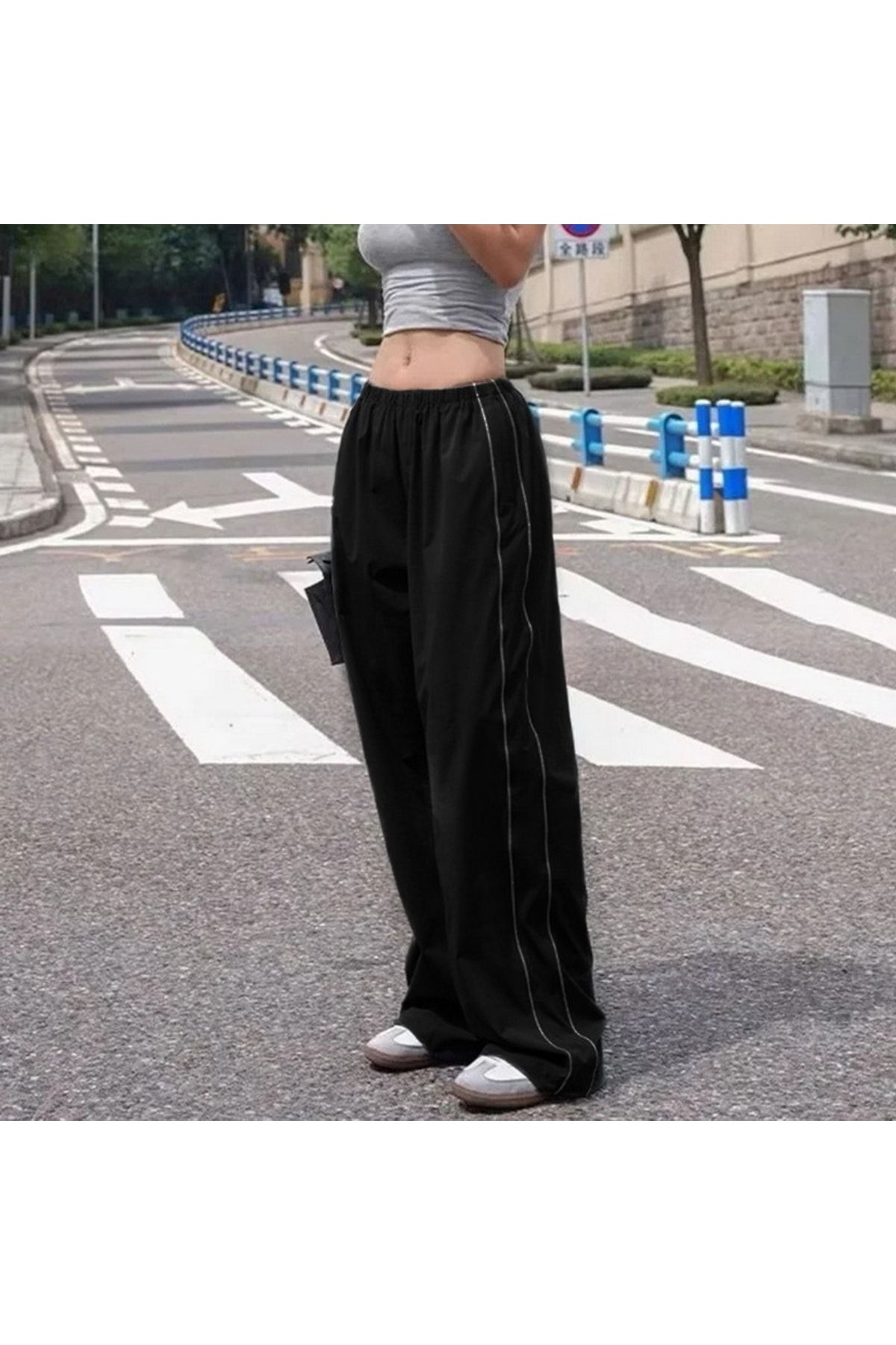 Touz-Φούτερ Harajuku με φερμουάρ με διπλή γραμμή Tracksuit Oversize 3