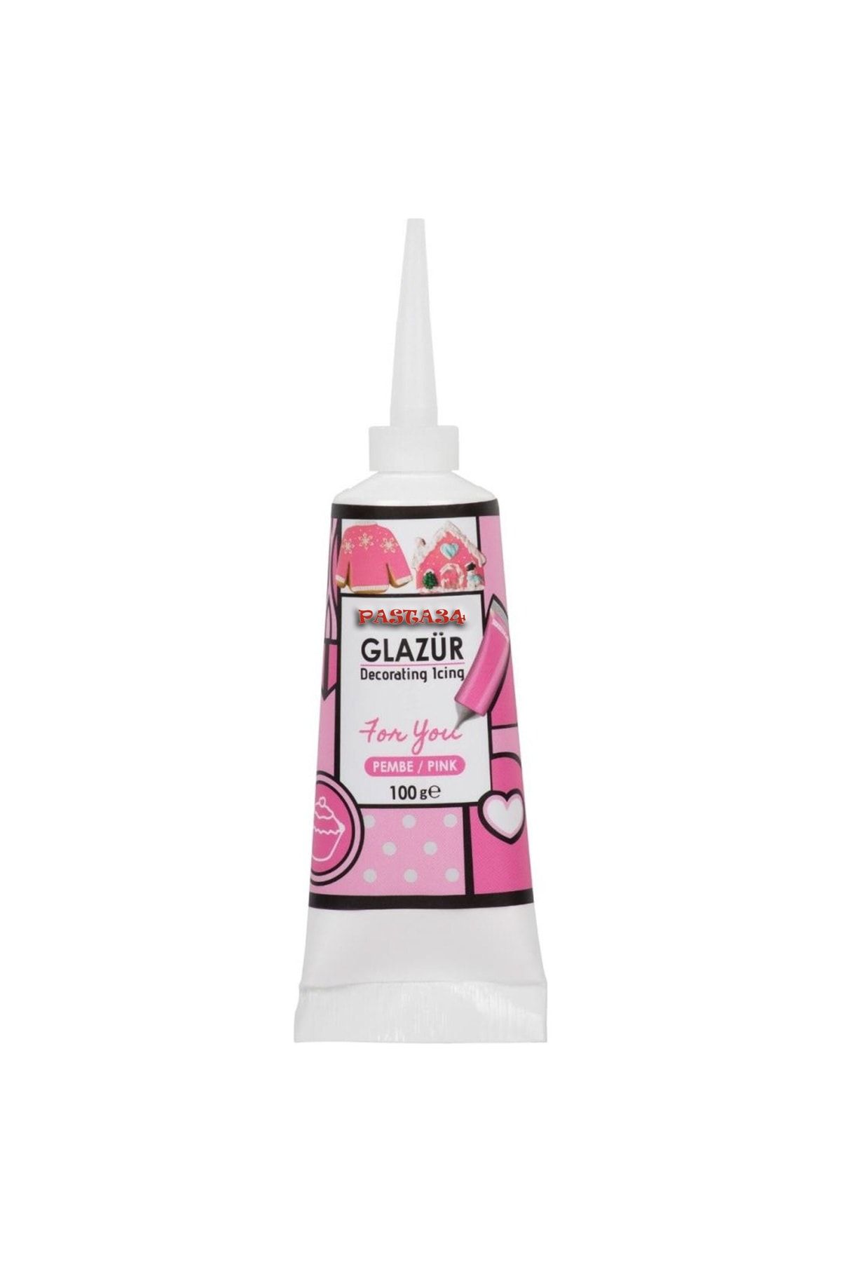 Pasta34 & Şs Glazür Tüp 100 gr Pembe
