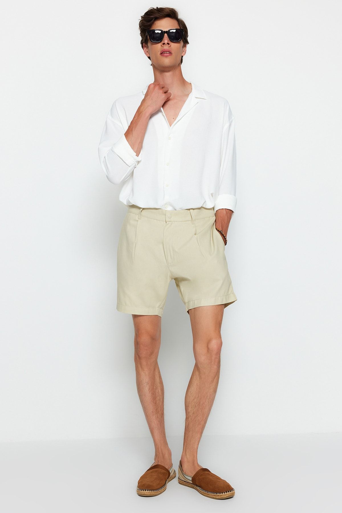 Trendyol Collection-Stone Regular Fit Canvas 100% bavlna šortky a bermudy TMNSS23SR00074 5
