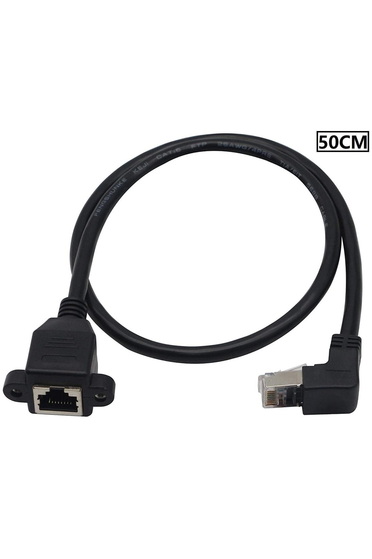 Alfais 4350 Rj45 Dişi Erkek Uzatma 0.5m Dirsek 90 Derece Panel Tipi Cat6 Montaj Kablosu