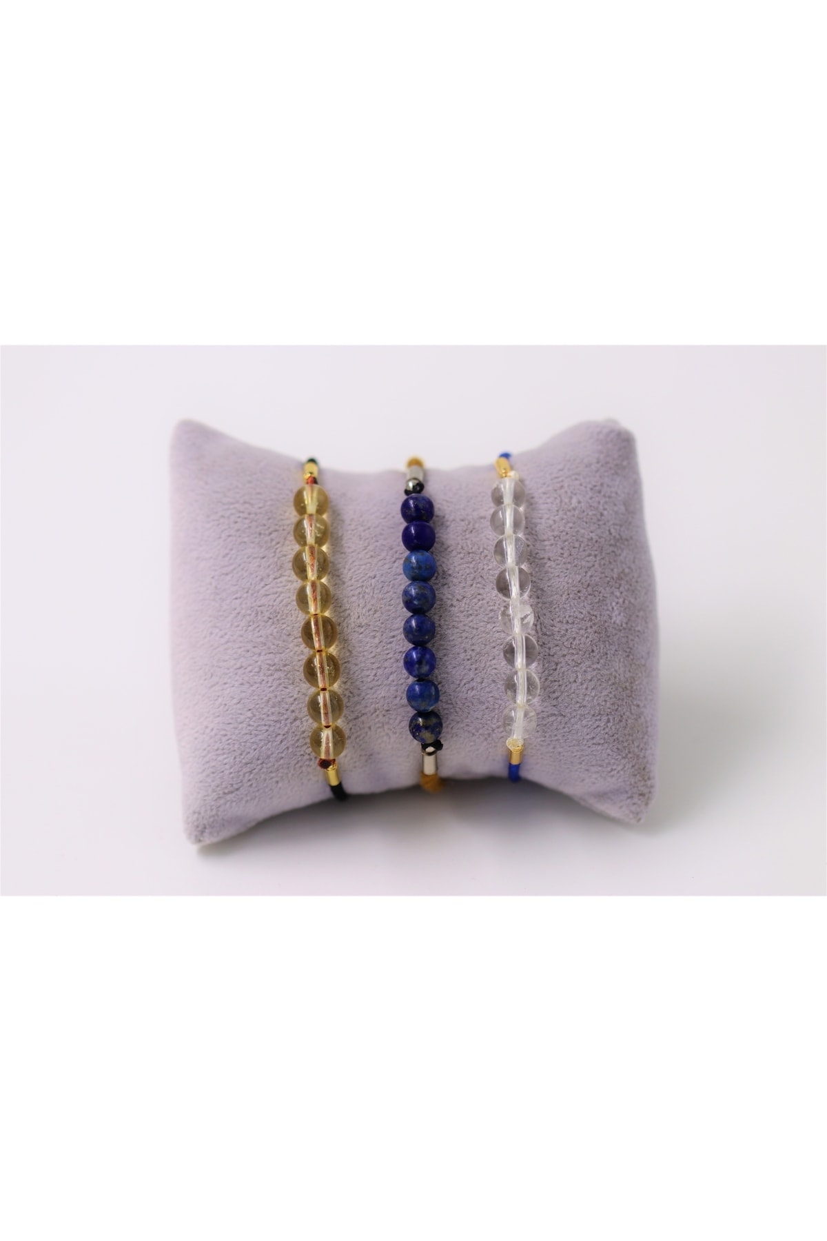 MYTAKIAĞACIMFH-Citrine Stone-crystal Quartz Stone-lapis Lazuli Stone 6 Mm Natural Stone Bracelet Set of 3 Adjustable with String 2