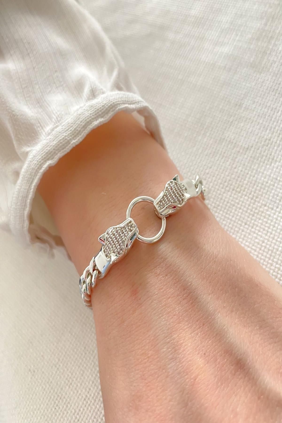 DEMOKAN Women s Special Plated Double Headed Panther Bracelet