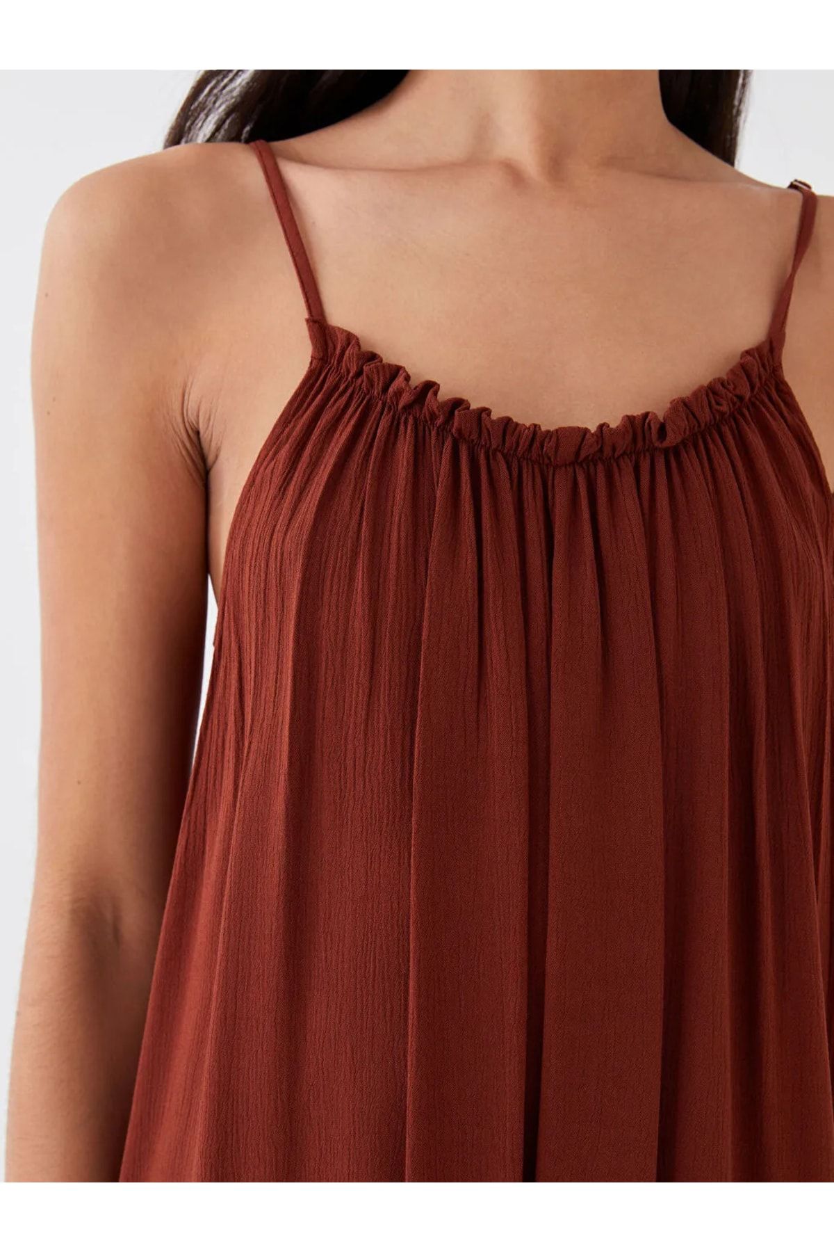 LC Waikiki-Lcw Dream Damen-Strandkleid mit geradem U-Kragen und Trägern 3