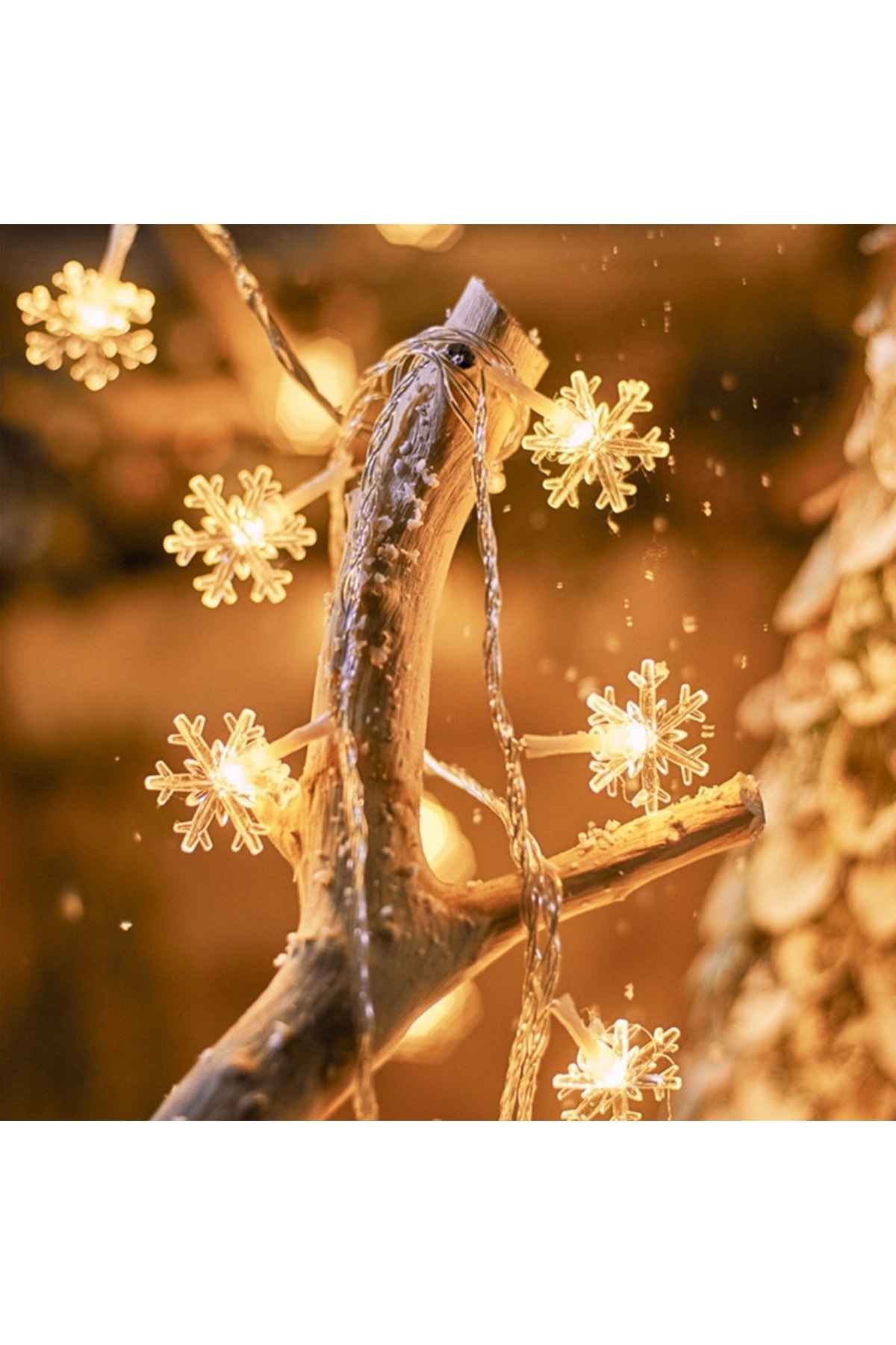 Snowflake Warm Kuzey Snow Flake Photo Clip String Led Warm Light Gün Işığı Pilli Kar ...