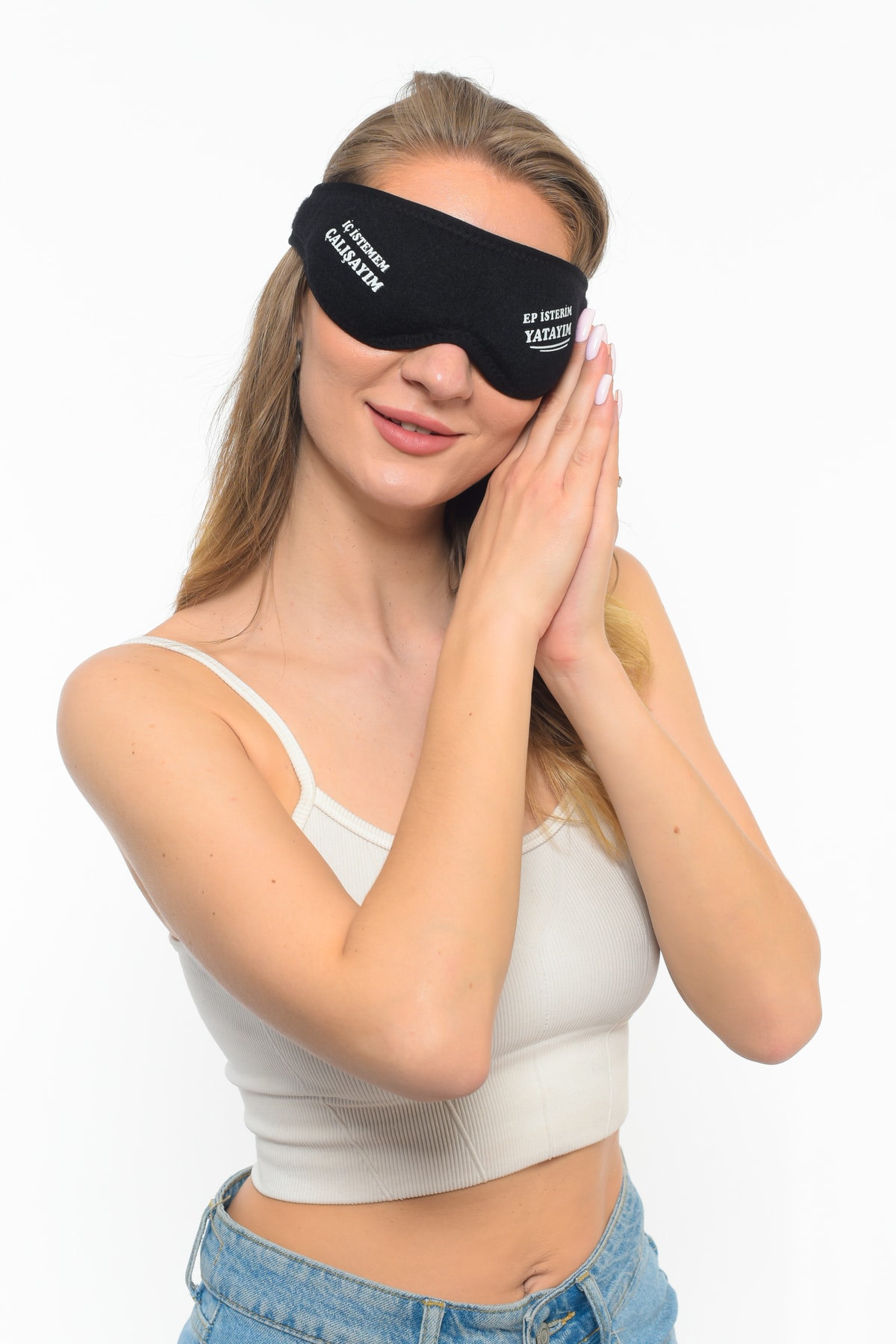 Sh Mağazacılık Pamuklu Siyah Yıkanabilir Göz Bandı Uyku Maskesi Iç Istemem Çalışayım