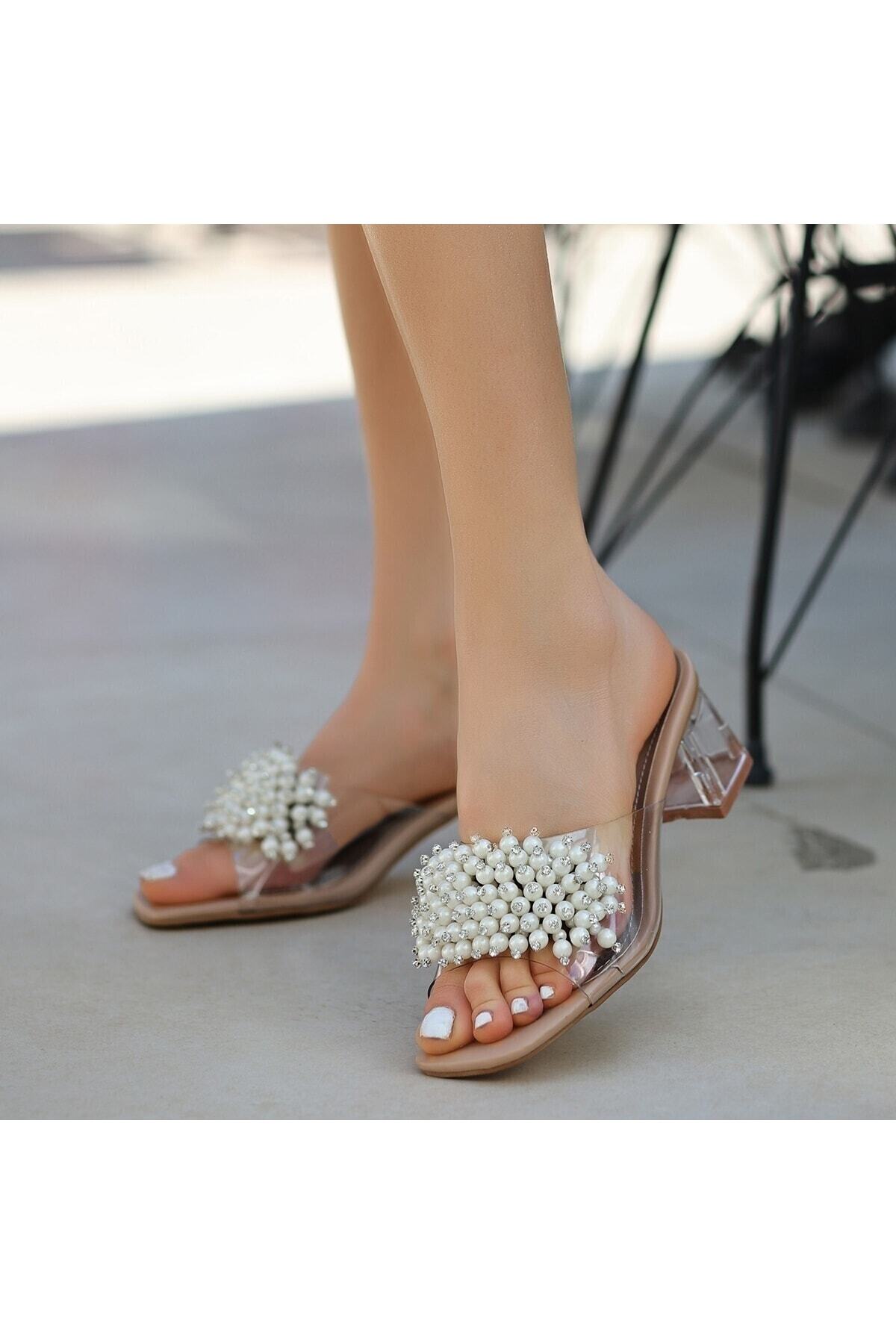 Kadın Leyna Nude Cilt Boncuklu Terlik