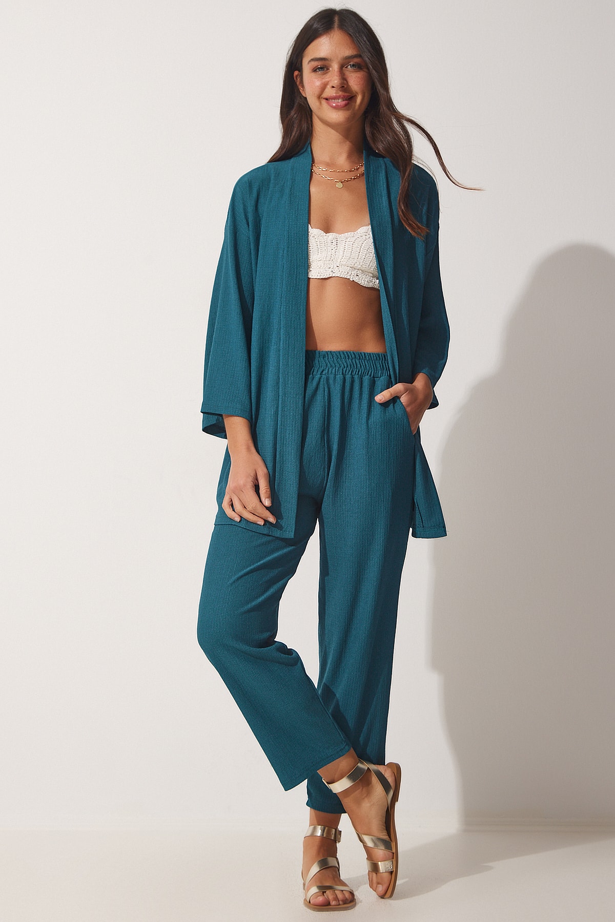 Happiness İstanbul Two-Piece Set - Green - Oversize