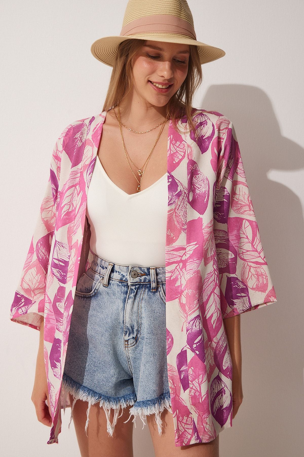 Happiness İstanbul Kimono & Kaftan Lila Regular Fit Fast ausverkauft