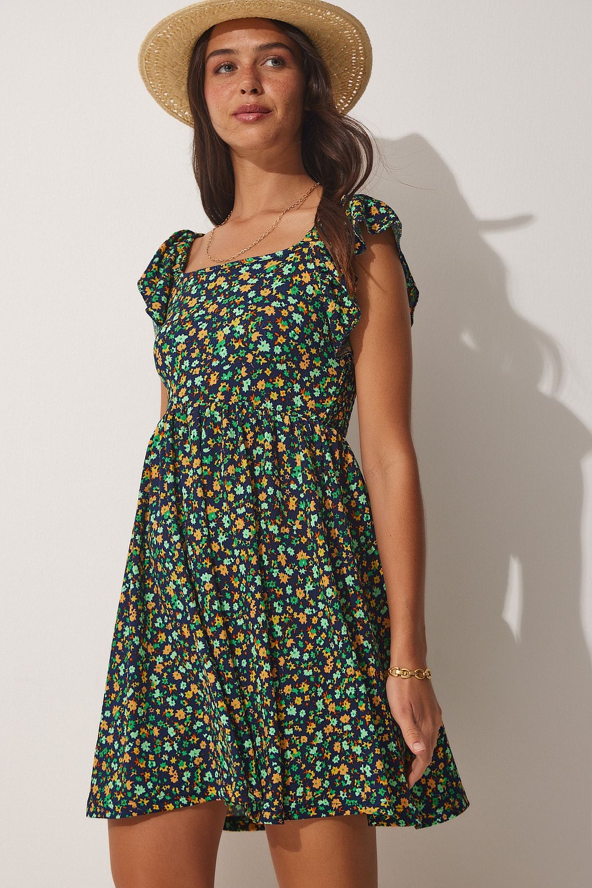 Navy green dress best sale