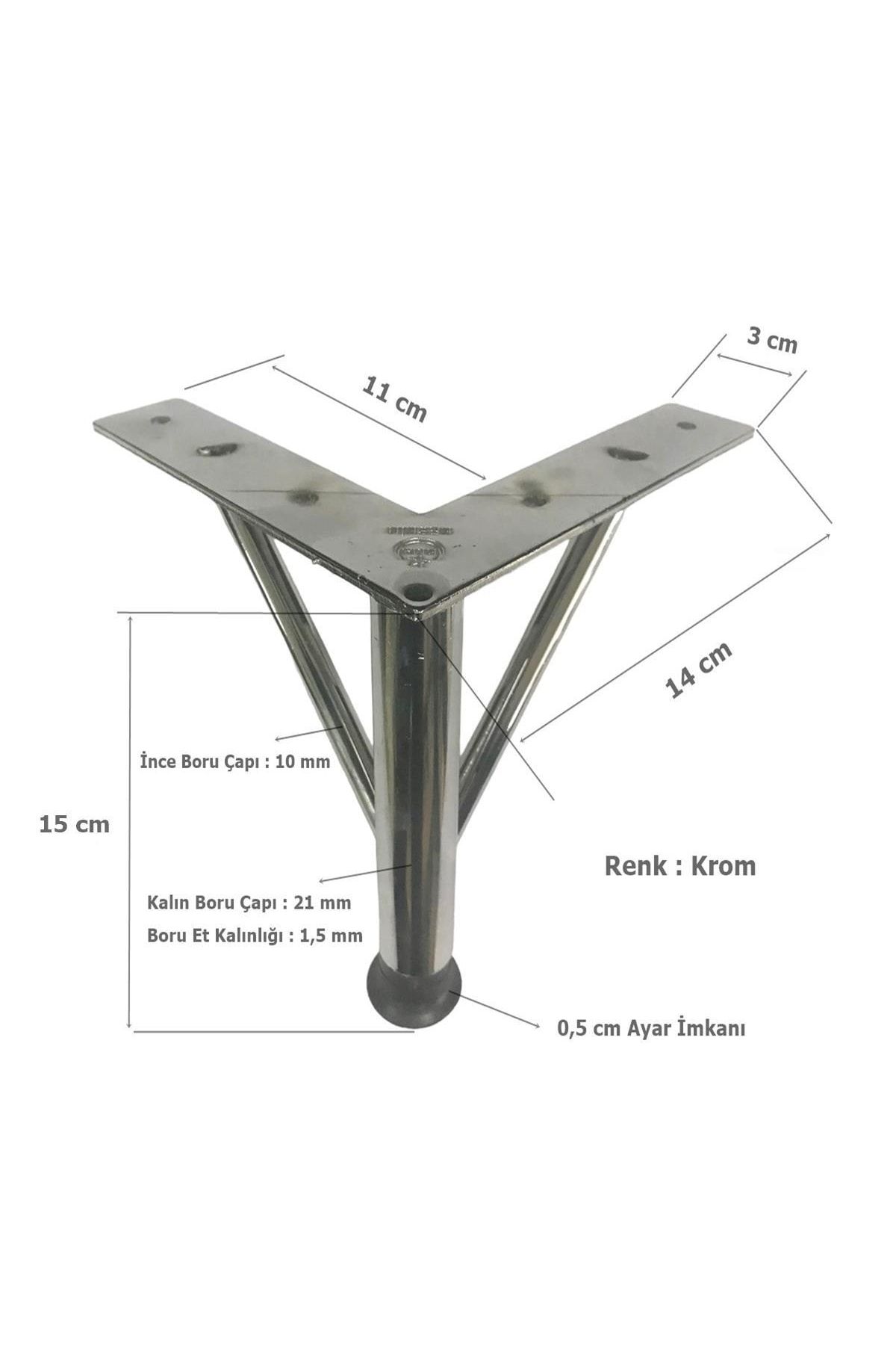 EYM 4 Pieces Hairpin Legs Metal 15 Cm Chrome Furniture Sofa Leg