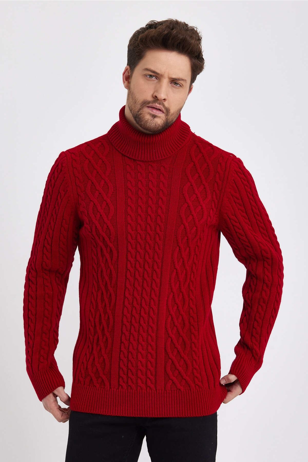 Mens red sale knitted jumper