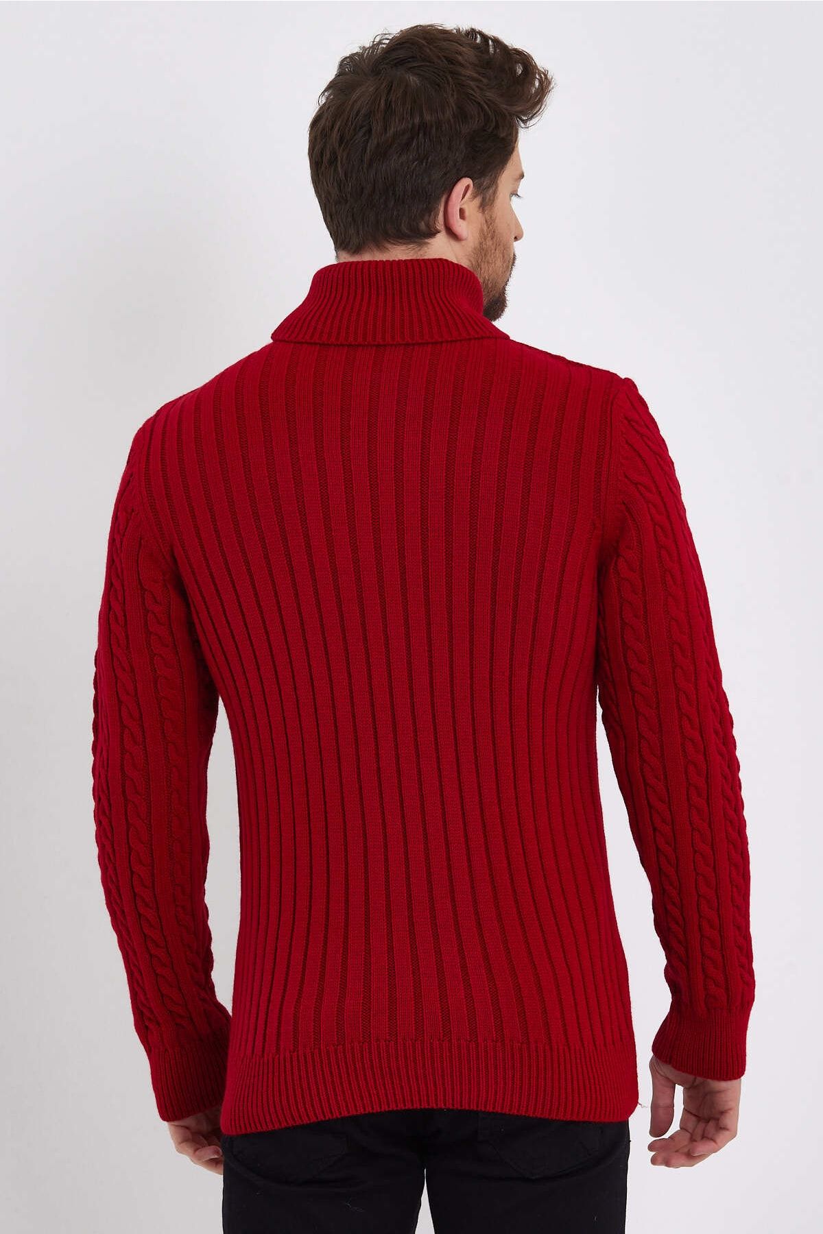 Mens red hot sale knit sweater