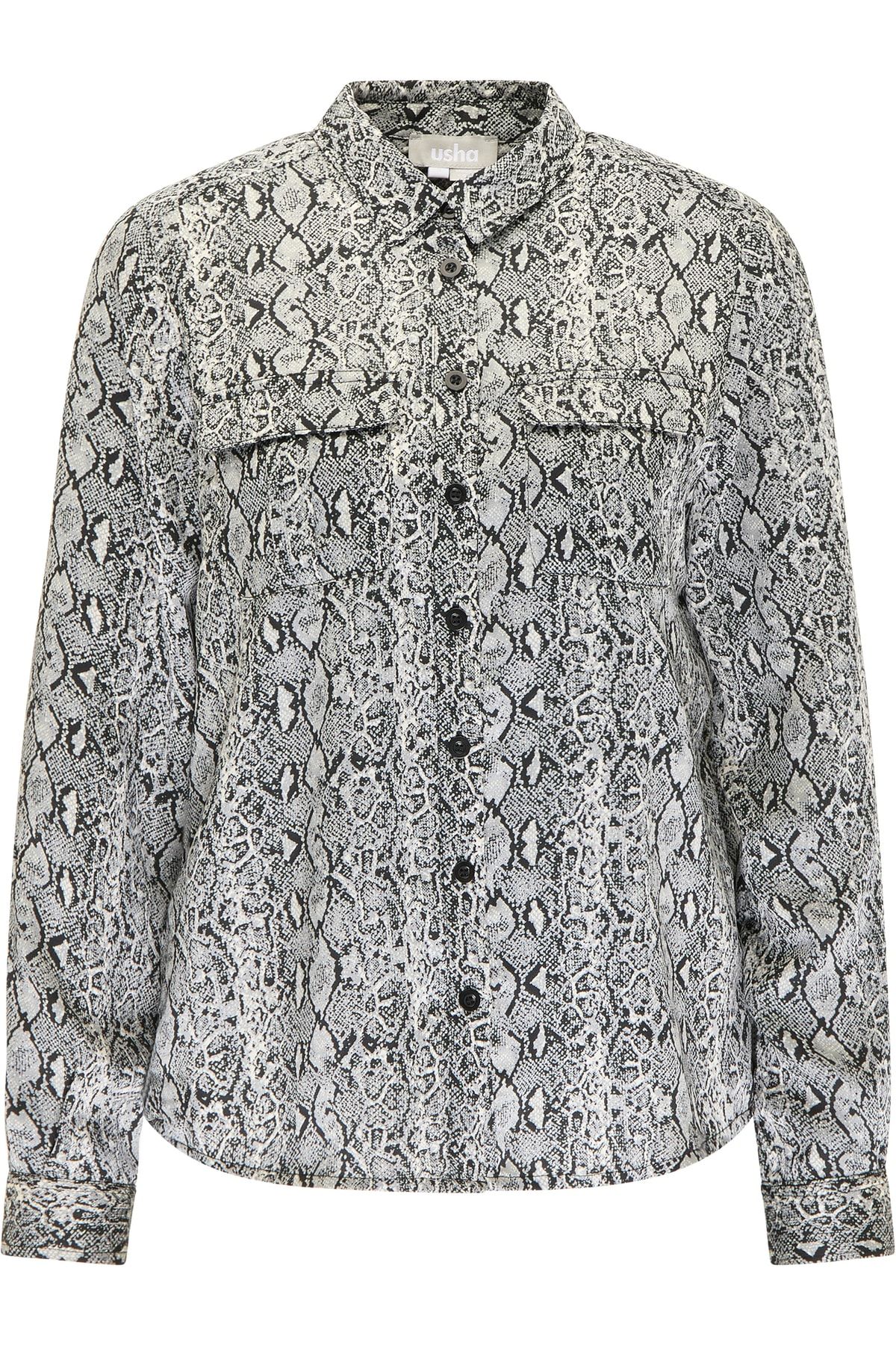 USHA Bluse Grau Regular Fit Fast ausverkauft