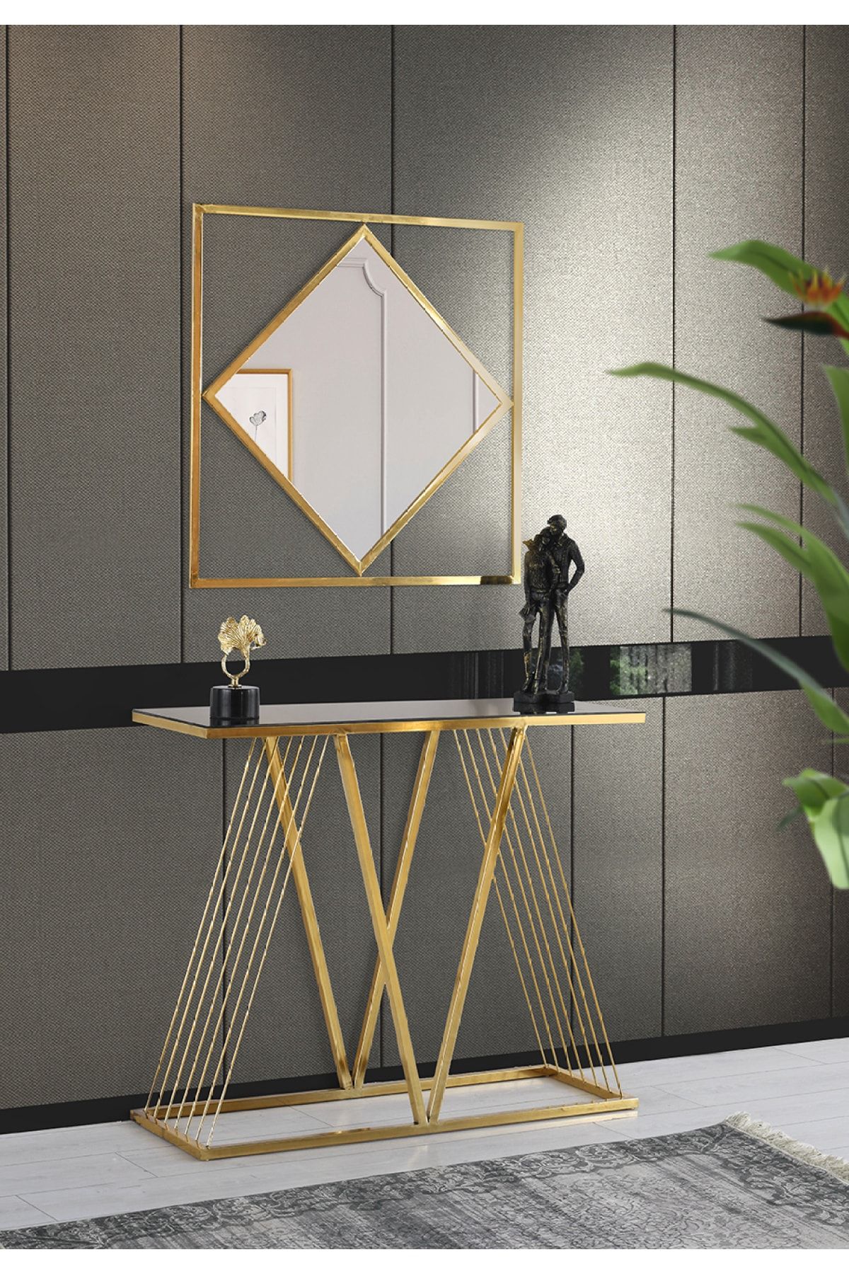 Ela Gold Metal Kaplama Dresuar Ela Gold Detaylı Ayna