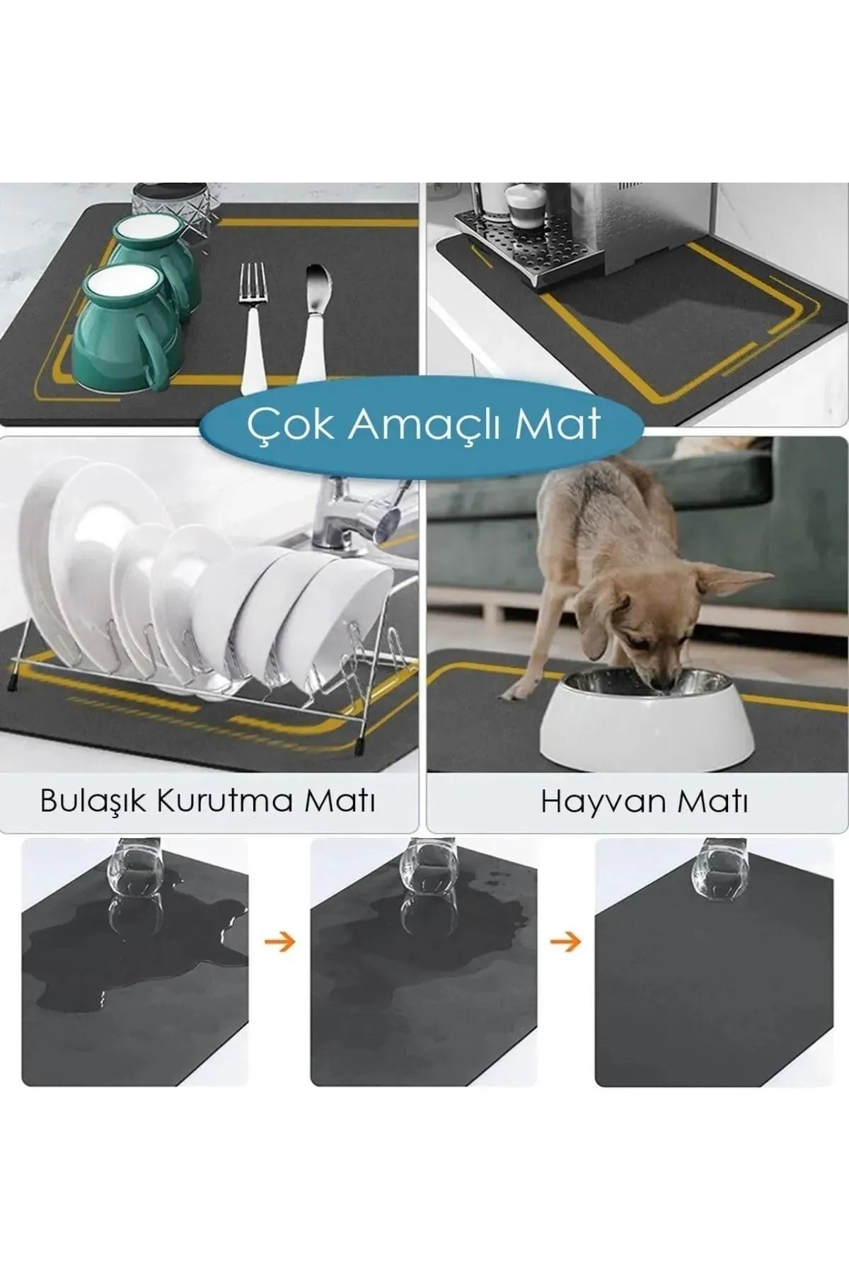 Luti Concept Magic Non-Slip Dish Drying Mat Countertop Dish Rack