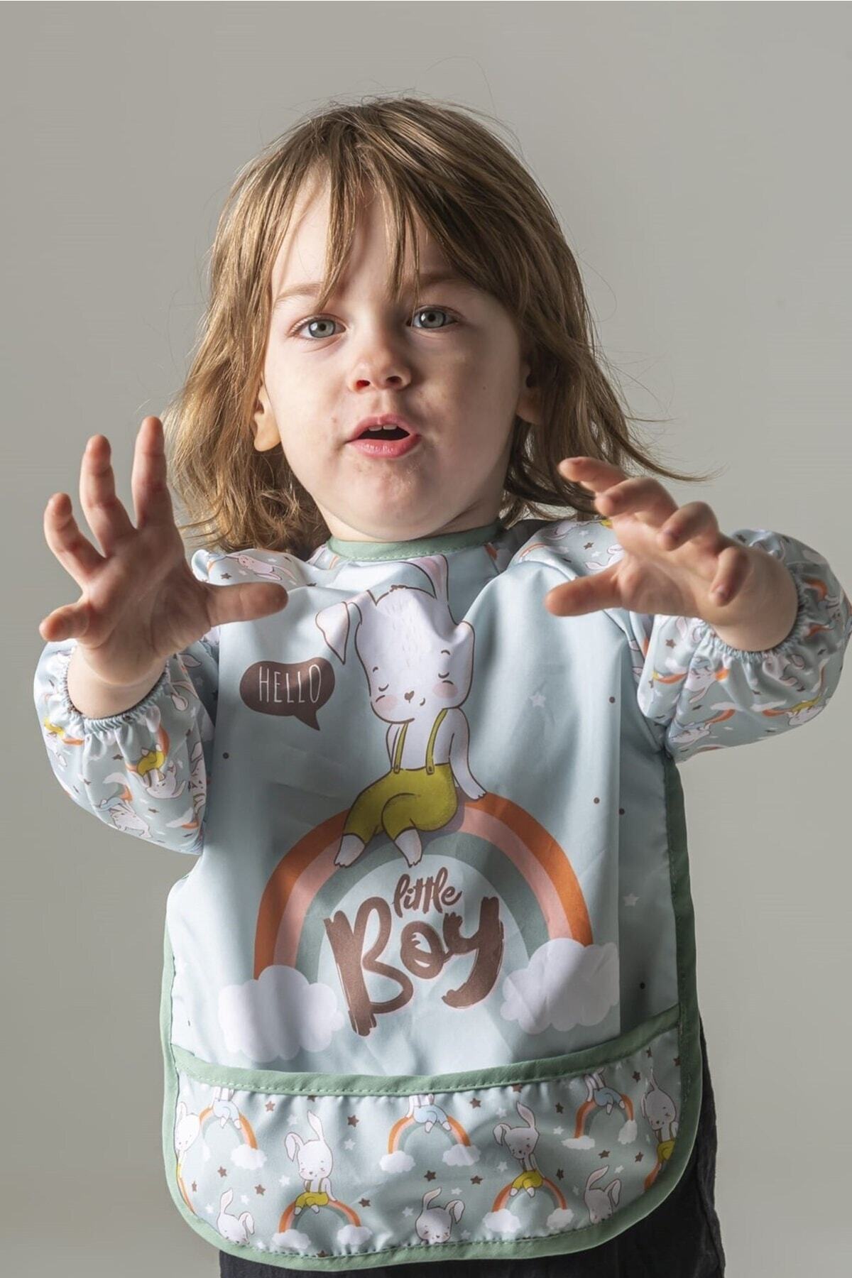 dubi baby Gökkuşağı Tavşan Uzun Kollu Giyilebilir Mama Önlüğü fotoğrafı 5 (önizleme)