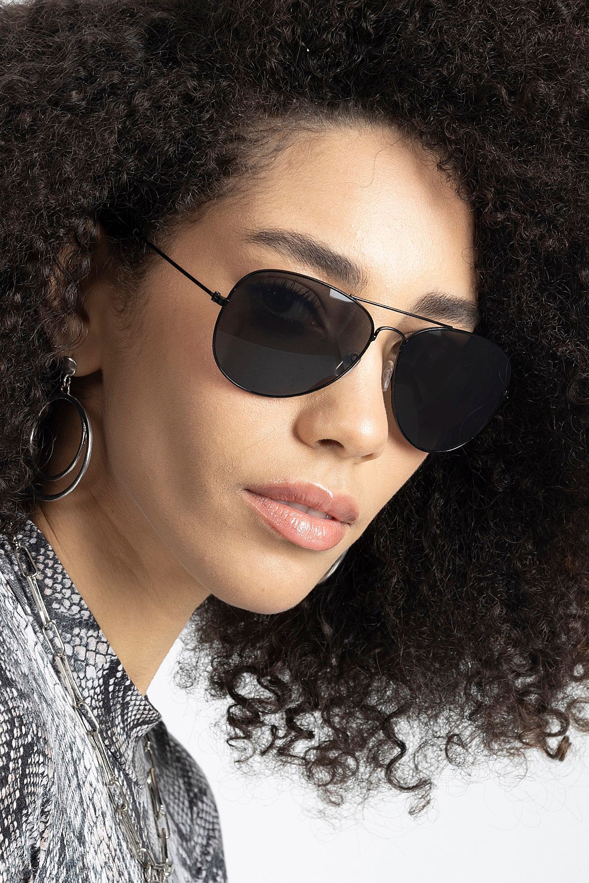 Polo55 Tia Aviator Drop Model Metal Framed Black Women s