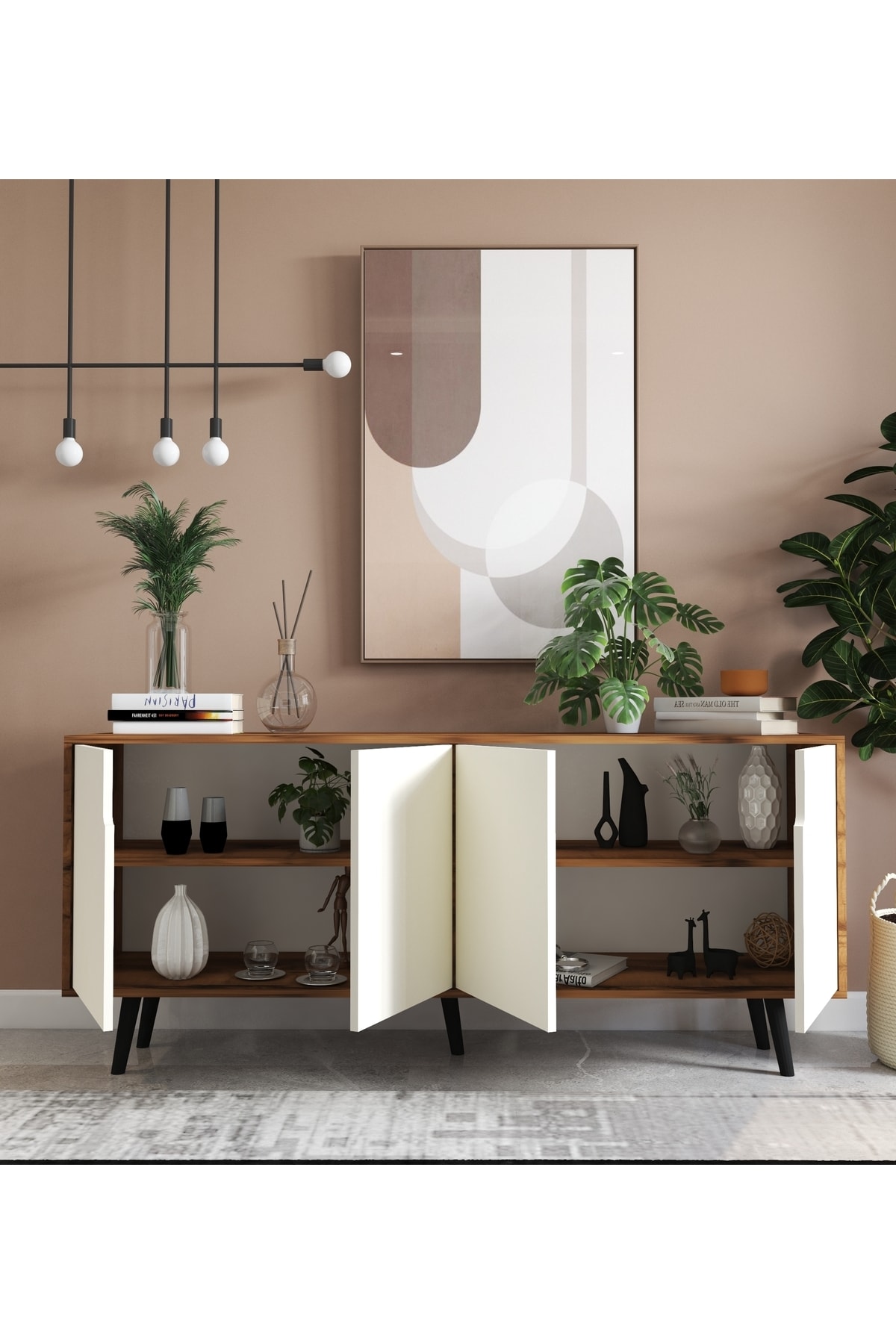 VM VERTEX MOBİLYA Latina Modern Konsol 180 Cm Ceviz - Beyaz Fiyatı ...