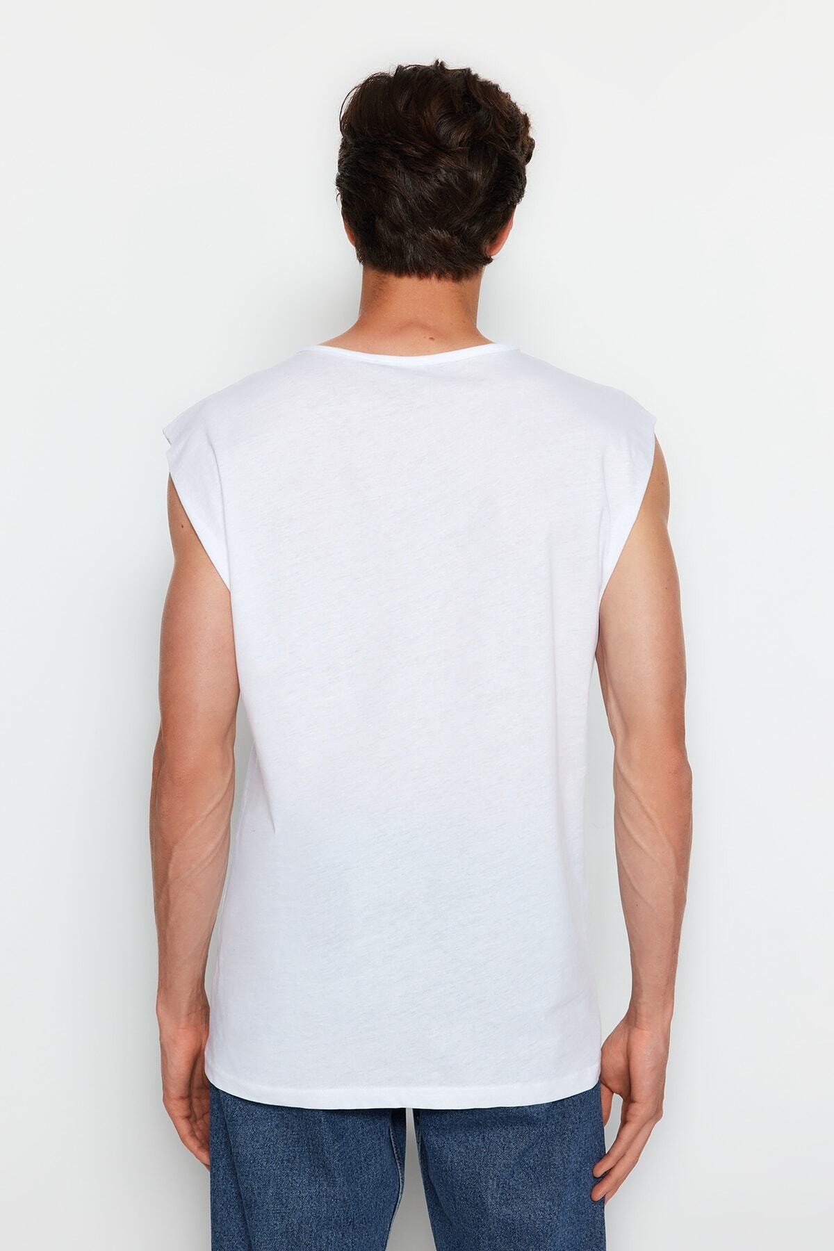 Trendyol Collection-White Regular Cut Sleeveless Tank Top - 100% Cotton Tmnss20Al0067 6