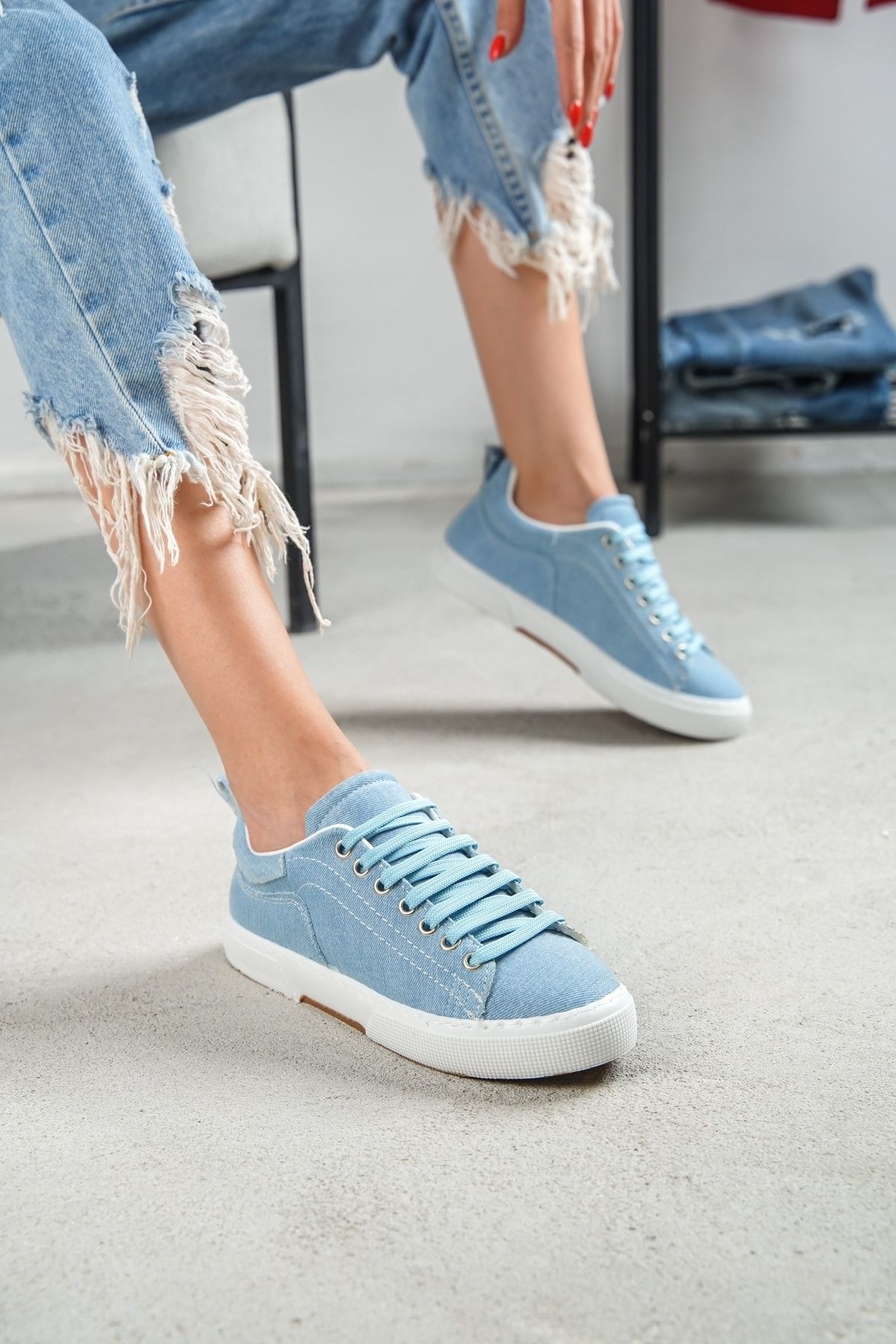 D VOLYA Runstan Light Denim Colored Daily Use Sports Shoes Trendyol