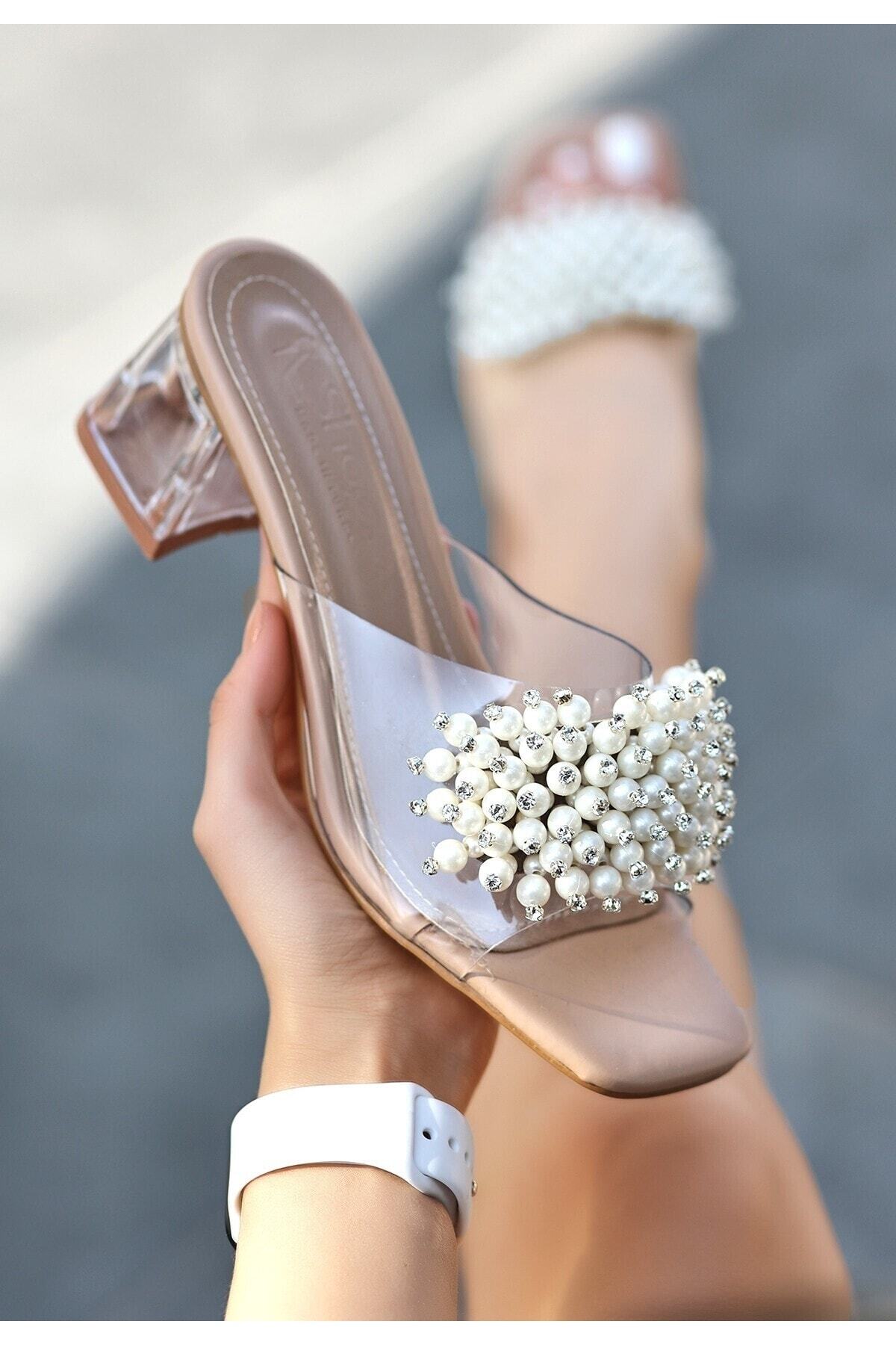 Kadın Leyna Nude Cilt Boncuklu Terlik