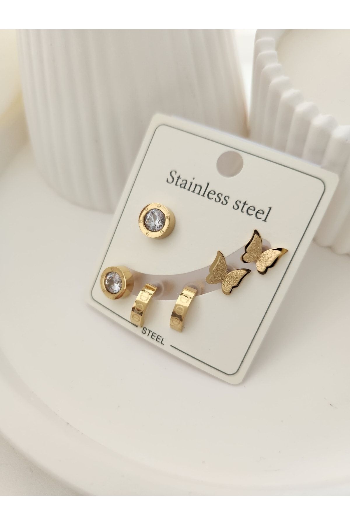 Stainless steel earring sales set