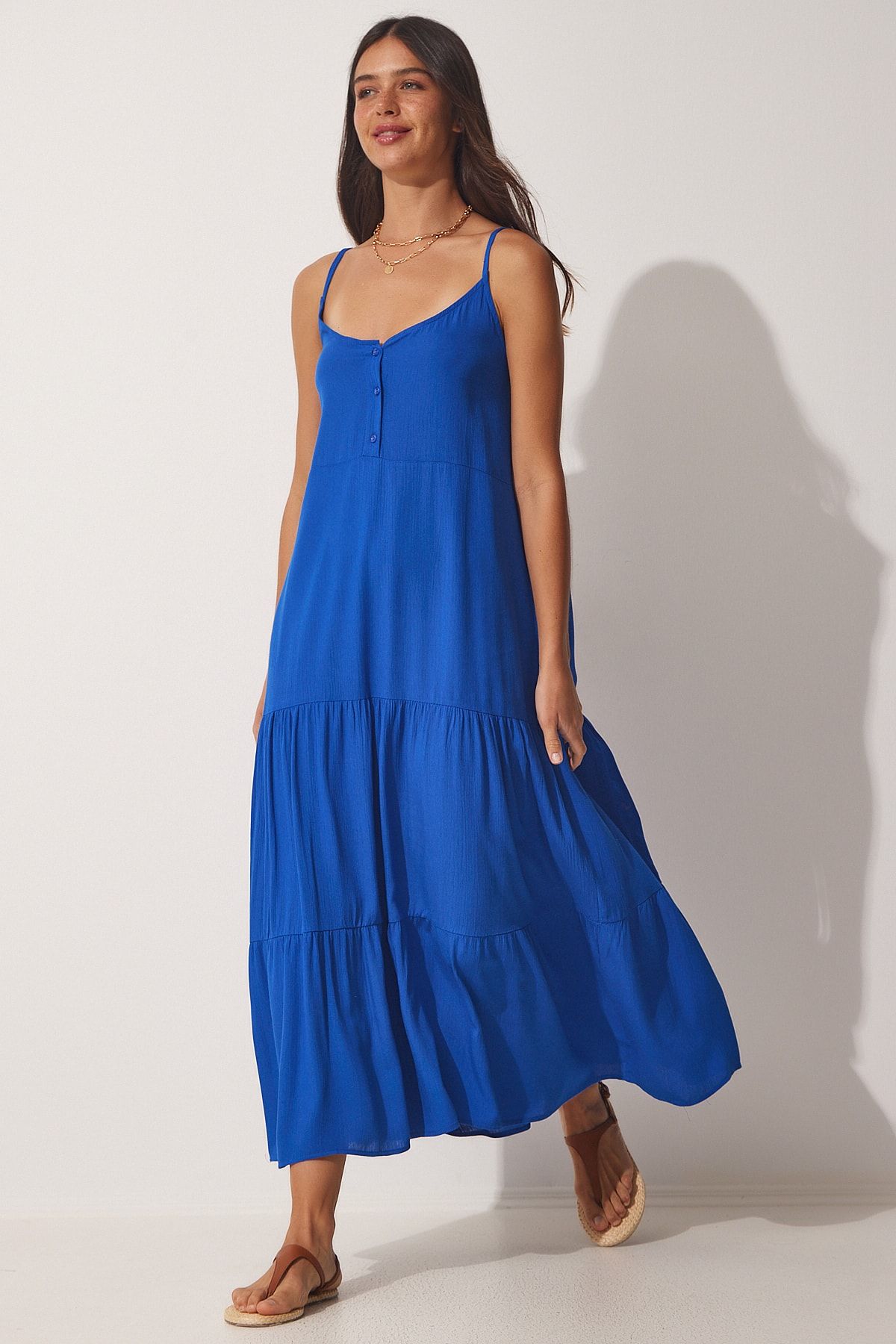 Happiness İstanbul Kleid Blau A-Linie Fast ausverkauft