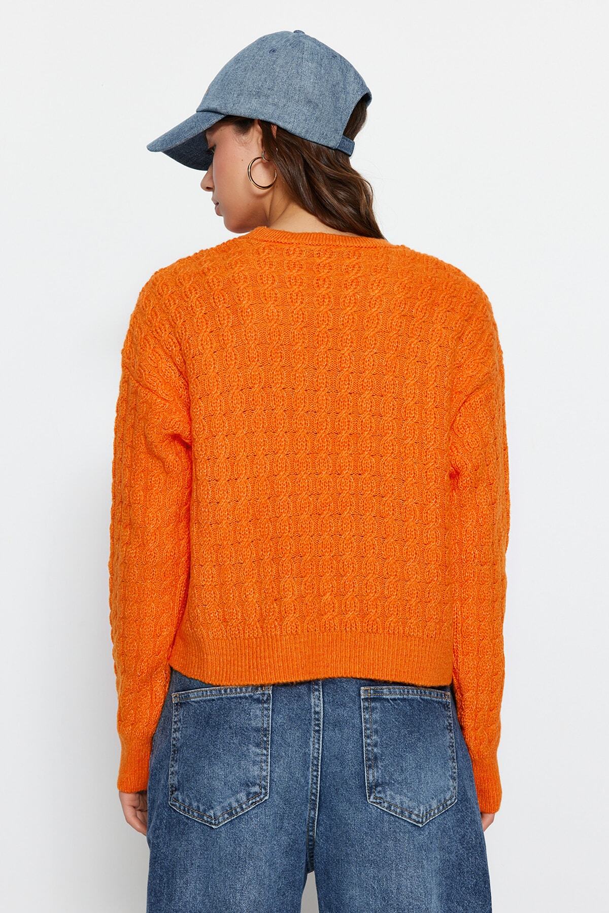 Trendyol Collection-Pulover din tricotaje cu textura moale Crop Orange TWOAW22KZ0242 5