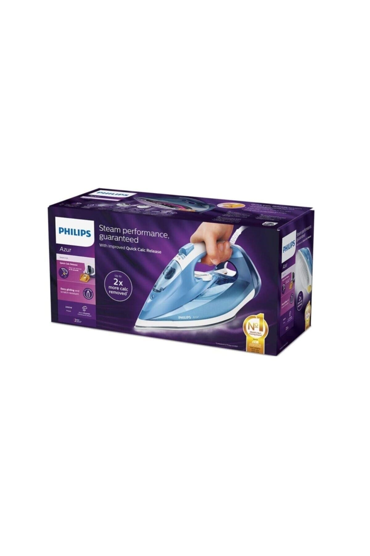 Buharlı Ütü 180g Şok Buhar, 2400w & Steamglide Taban – Mavi/beyaz Azur Gc4532/20 7