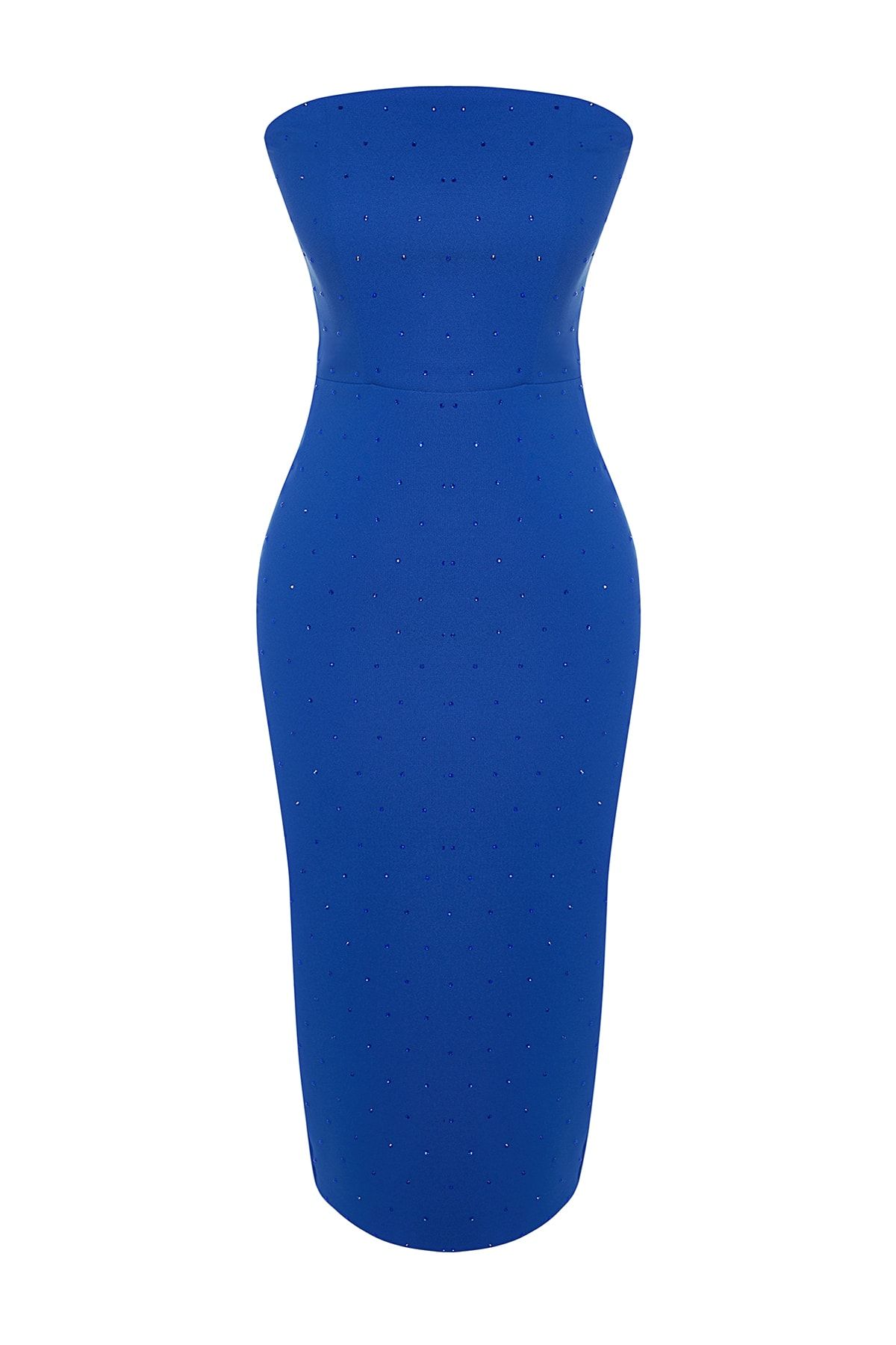 Trendyol Collection-Sukienka Saxe Body-fit, dopasowana, podszyta błyszczącym kamieniem, elegancka, wieczorowa, na studniówkę TPRSS23EL00476 4