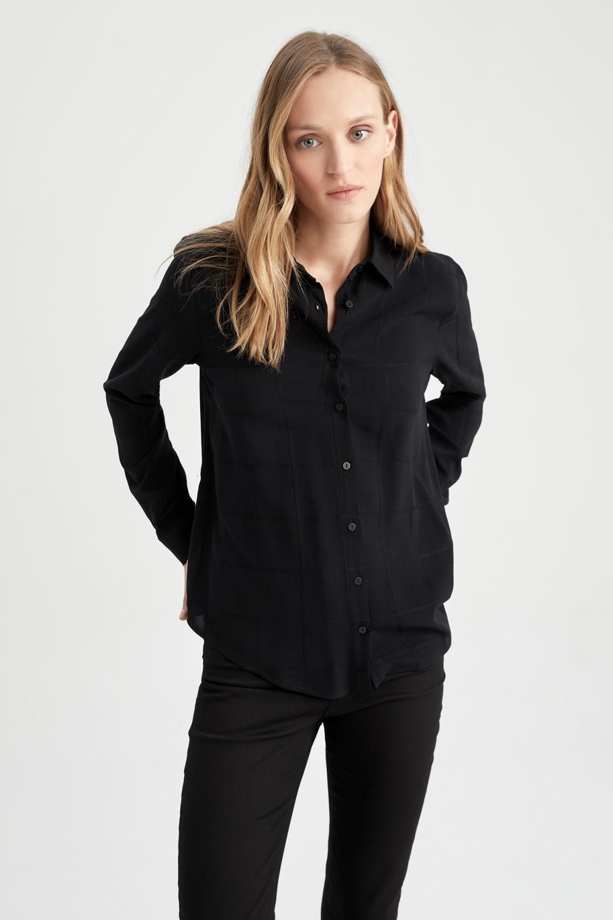 DeFacto Hemd Schwarz Regular Fit