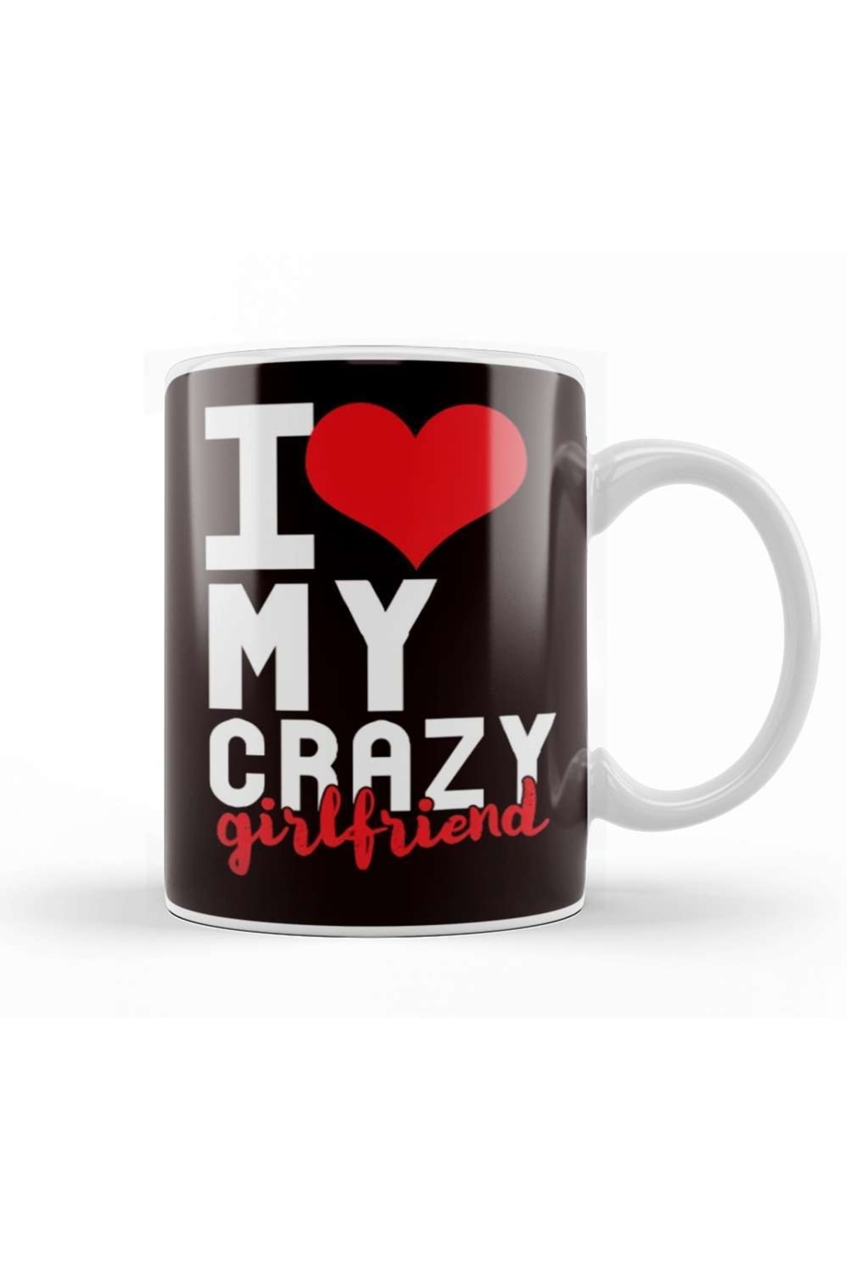Funny I Love My Crazy Girlfriend Heart Couple Mug Porcelain