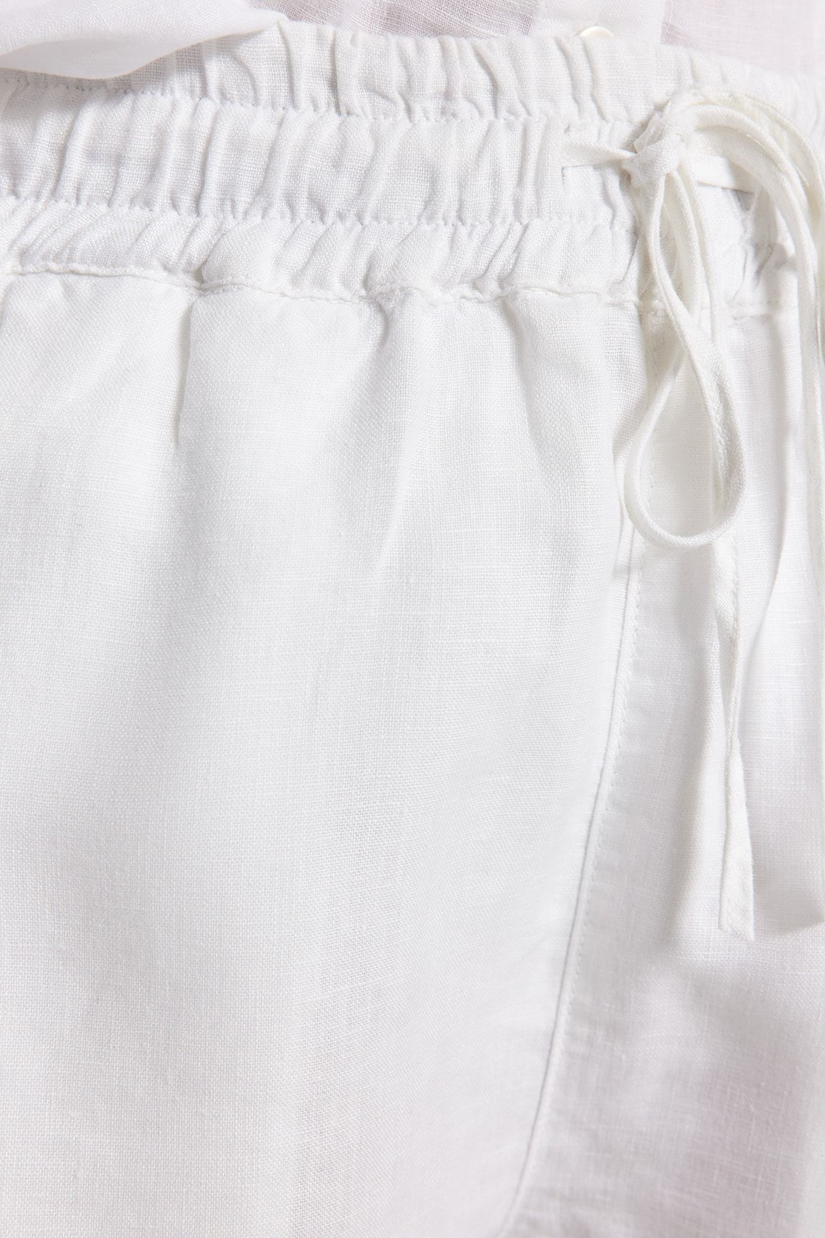 Trendyol Collection-White 100% Linen High Waist Shorts with Elastic Waist TWOSS23SR00319 11