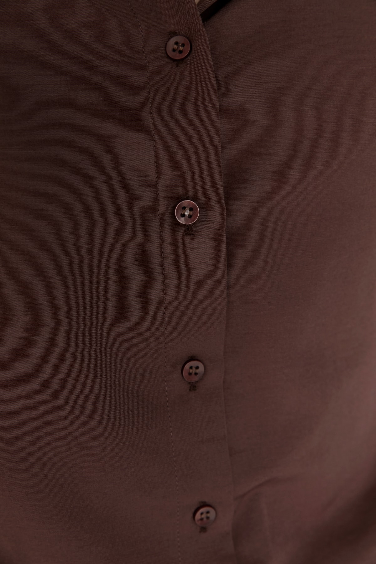 Trendyolmilla  Kahverengi Loose Fit Pamuklu Dokuma Gömlek TWOAW20GO0107 - Görsel 5