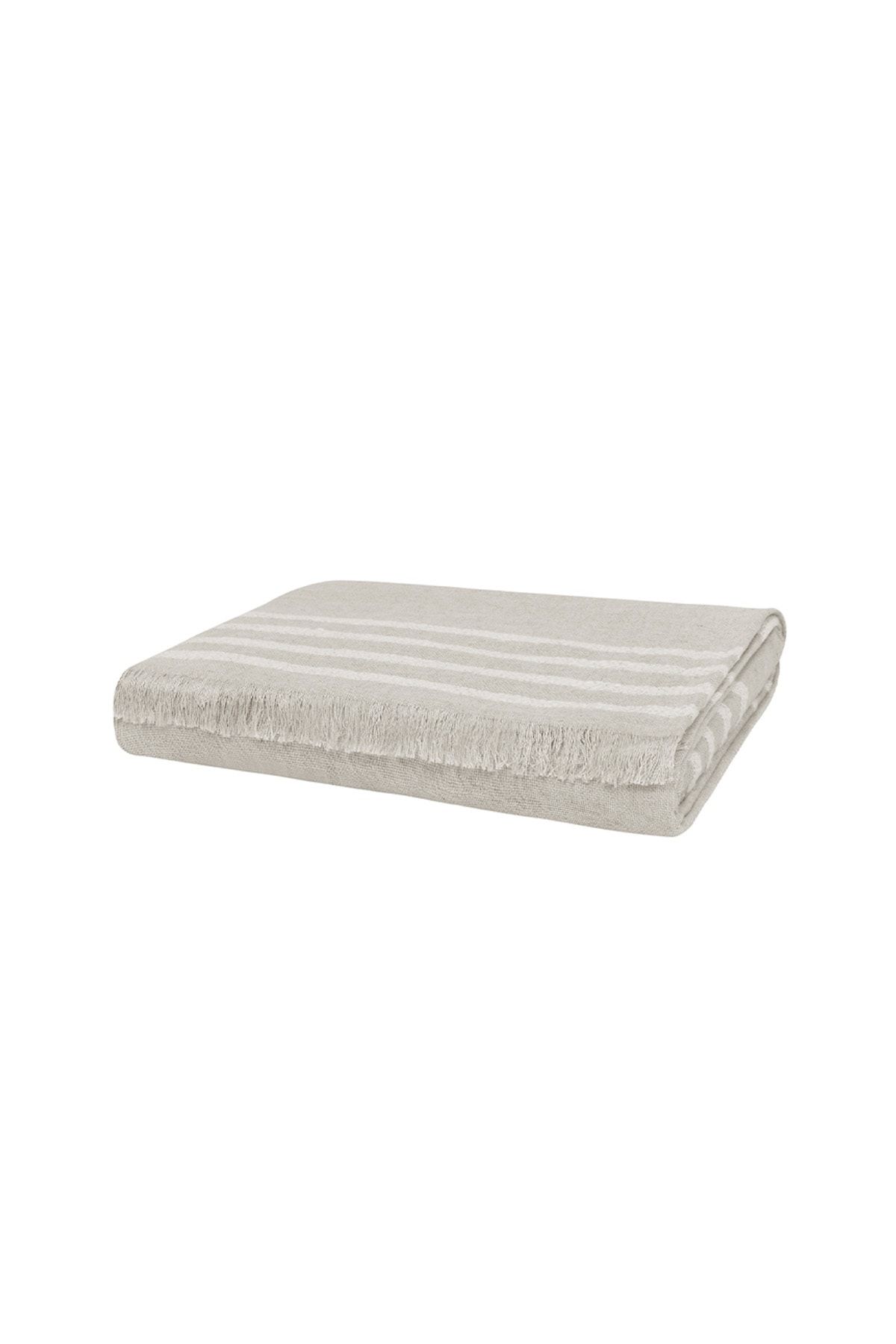 Yataş-Beige Theo Double Linen Bedspread 4