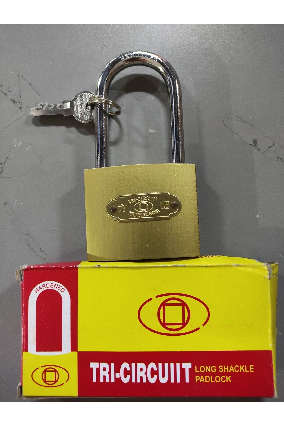 TRI CIRCUIT-Padlock 63 Mm Yellow Lock Quality Metal With 3 Keys 1