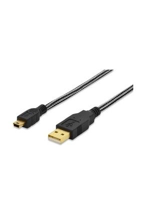 USB 2.0 Bağlantı Kablosu, USB A Erkek - mini USB B (5-pin) Erkek, 1.8 metre, AWG 28, UL, siyah ED-84184