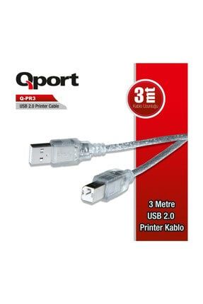 3 Metre USB 2.0 Yazıcı Printer Kablosu (Am-Bm) Q-PR3