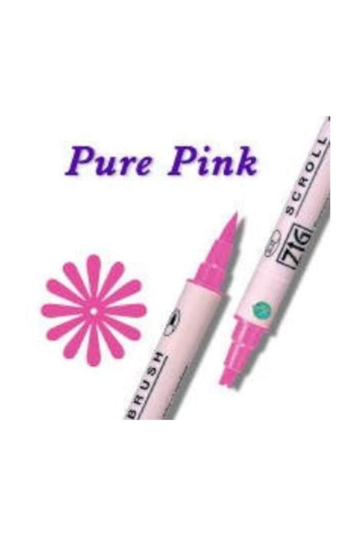Zig-Scroll & Brush Double Line and Brush Tip Calligraphy and Shading Pen 025 Pure Pink 4