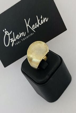 Kadın Altın Parmak İzi Tasarım Gümüş Yüzük OK611SARI