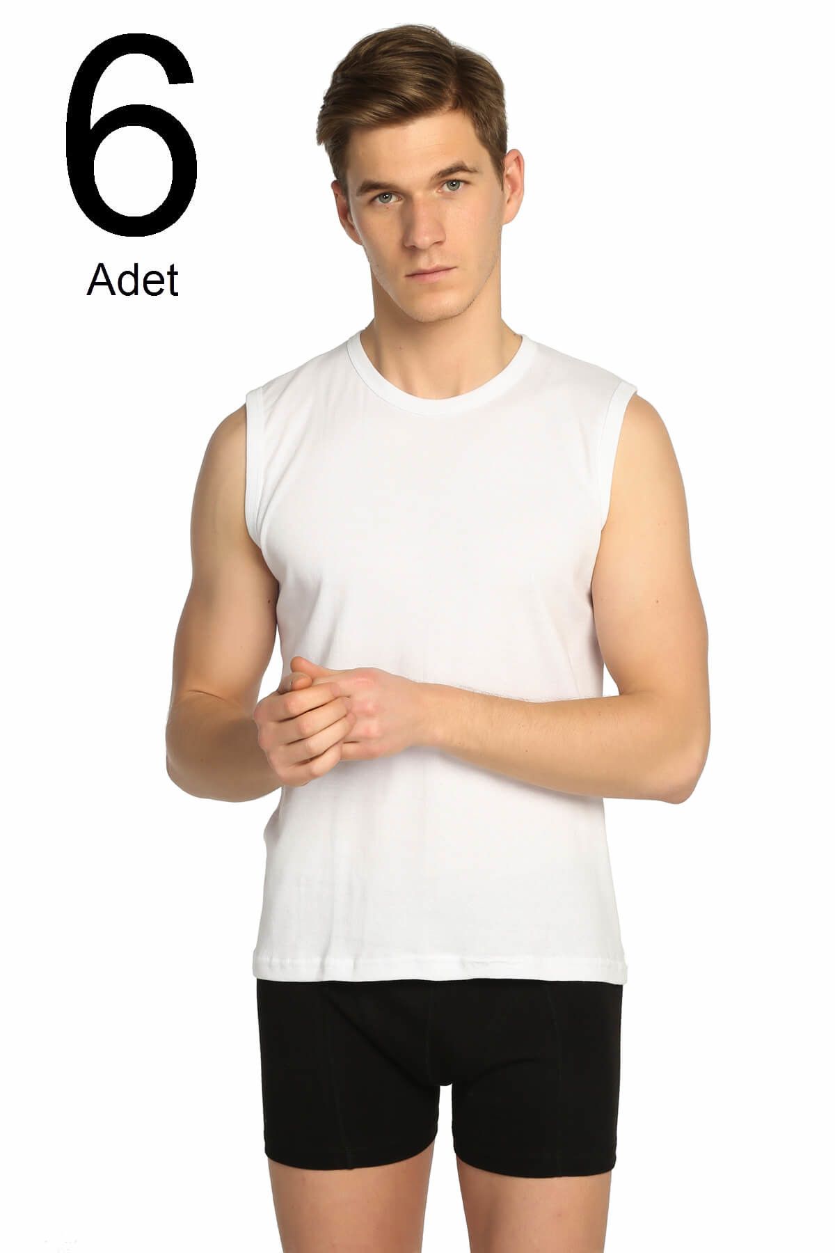 Tutku-Tricou sport cu nervuri, alb, 6 piese, pentru bărbați ELF568T0108CCM6 2