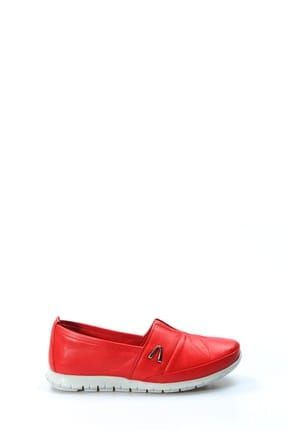 Hakiki Deri Ortopedik Kırmızı Kadın Ayakkabı 864ZA101