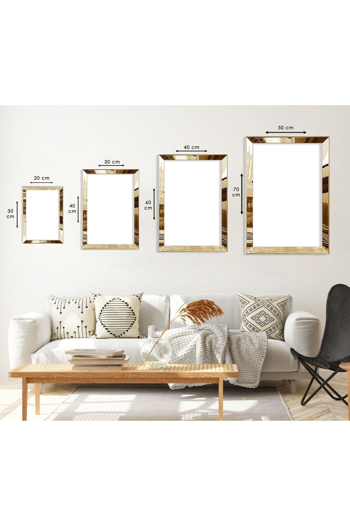 Zevahir Mobilya Dekorasyon-Gold Mirrored Plexiglass Framed Mosque Triple Mdf Table Set 2