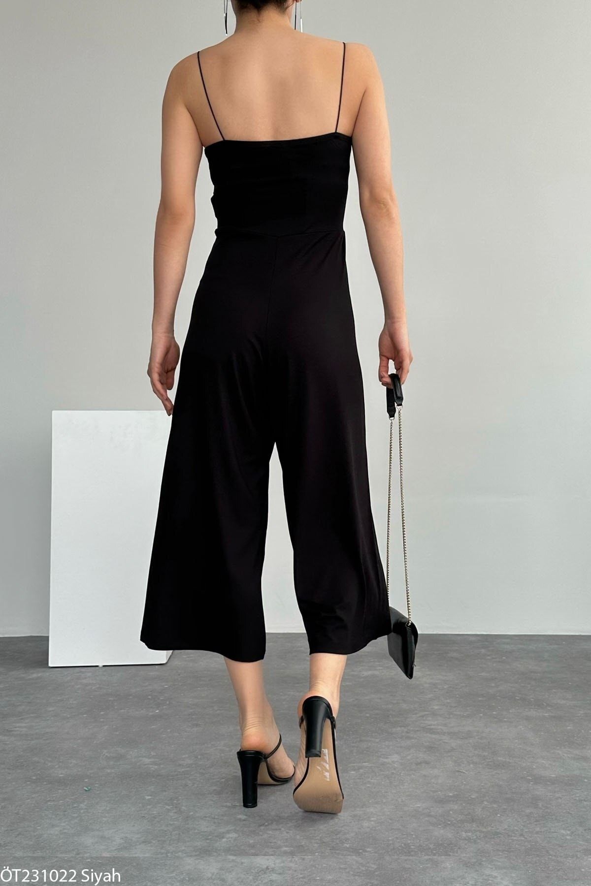 Black spaghetti strap jumpsuit hot sale
