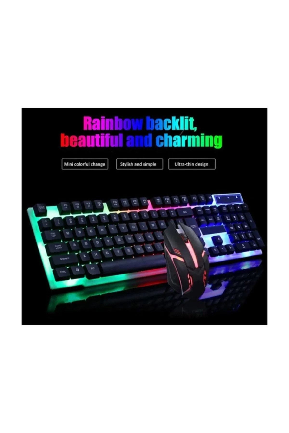 3in1 Oyuncu Klavye Mouse Mause Pad Seti Kablolu Rgb Aydınlatmalı Set Gamer Pc Oyun Seti
