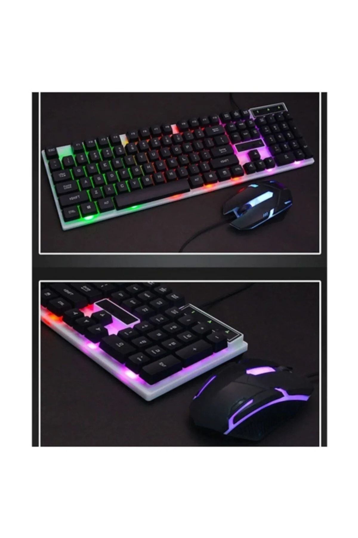 3in1 Oyuncu Klavye Mouse Mause Pad Seti Kablolu Rgb Aydınlatmalı Set Gamer Pc Oyun Seti