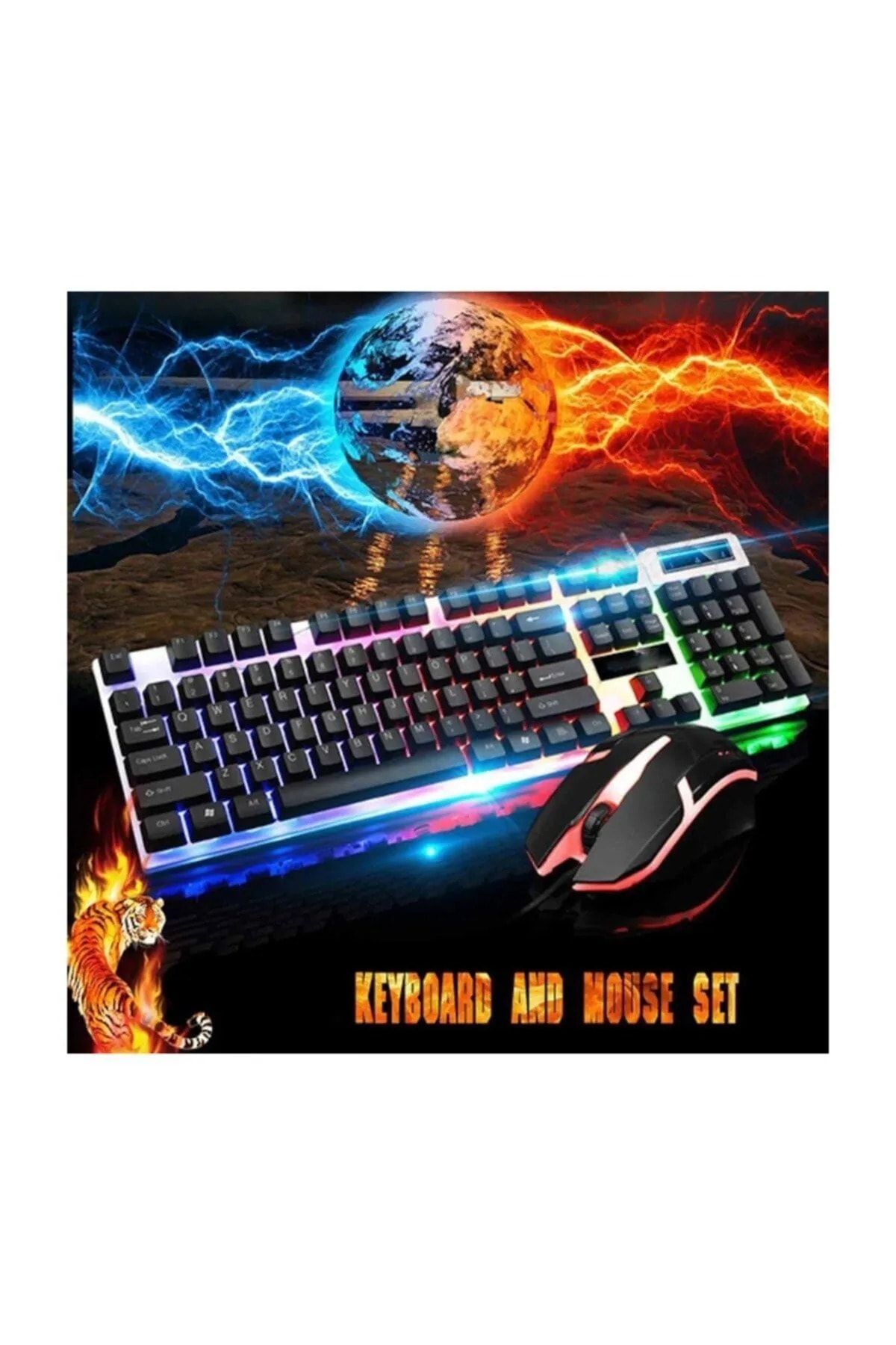 3in1 Oyuncu Klavye Mouse Mause Pad Seti Kablolu Rgb Aydınlatmalı Set Gamer Pc Oyun Seti