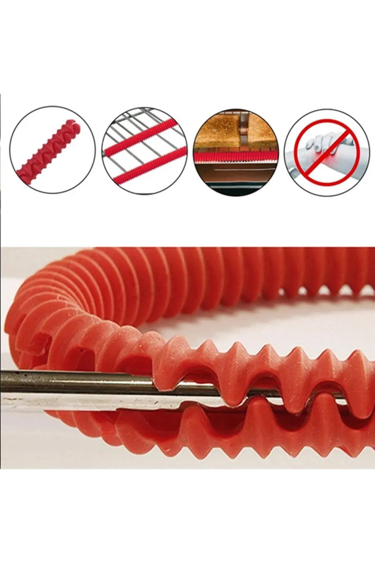 TİNEKE-Heat Resistant Silicone Grill Oven Protector Anti-Burning Edge Protector Silicone Pack of 2 7