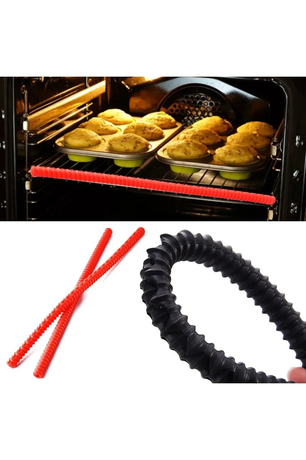 TİNEKE-Heat Resistant Silicone Grill Oven Protector Anti-Burning Edge Protector Silicone Pack of 2 4