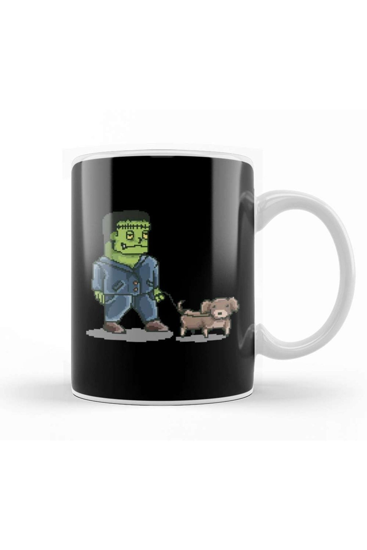 Bask D kkan Retro Pixel Frankenstein Dog Walker Mug Cup